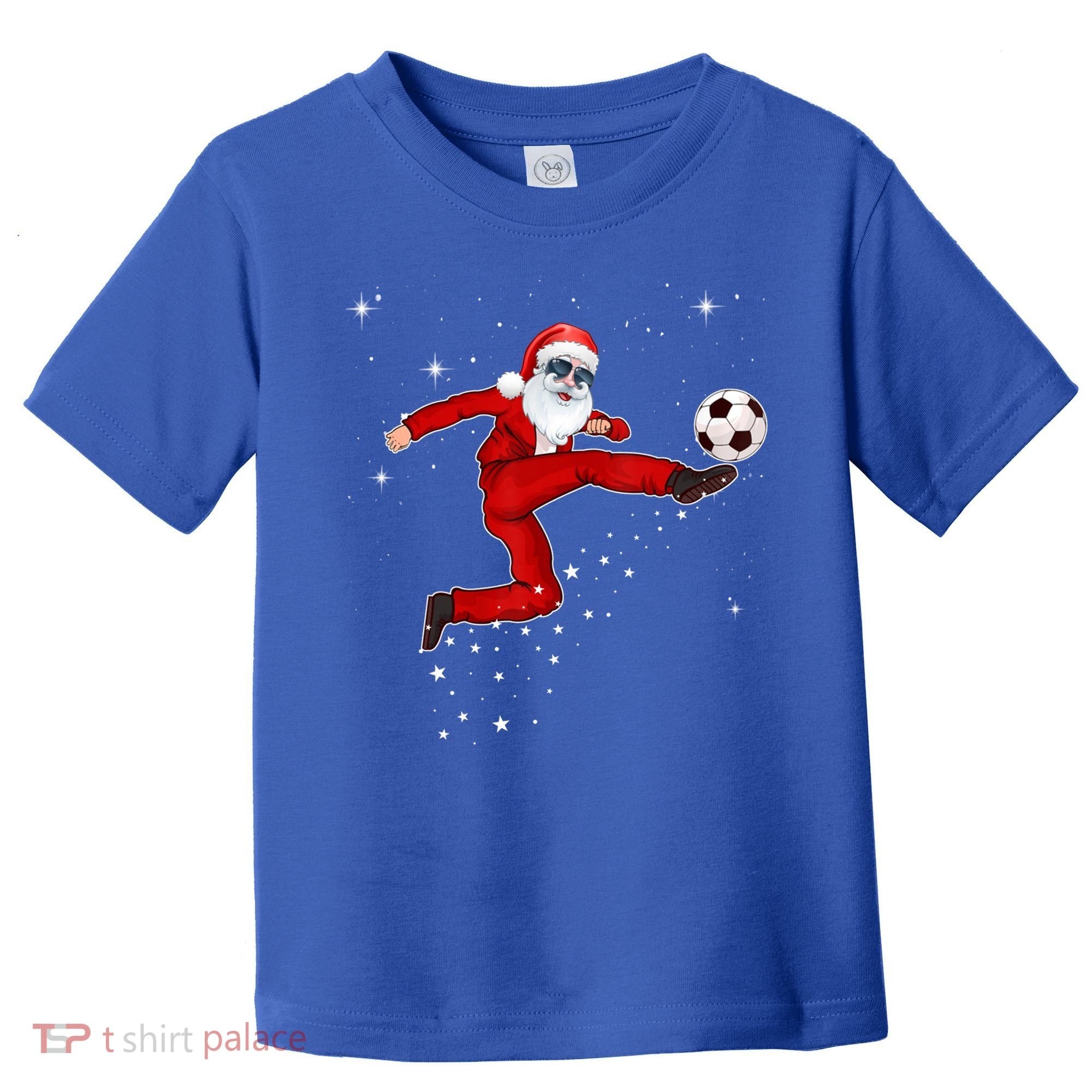 Funny Christmas Santa Soccer Playing Xmas Boys Sport Gift Toddler T-Shirt