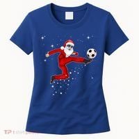 Funny Christmas Santa Soccer Playing Xmas Boys Sport Gift Women's T-Shirt thumb 0
