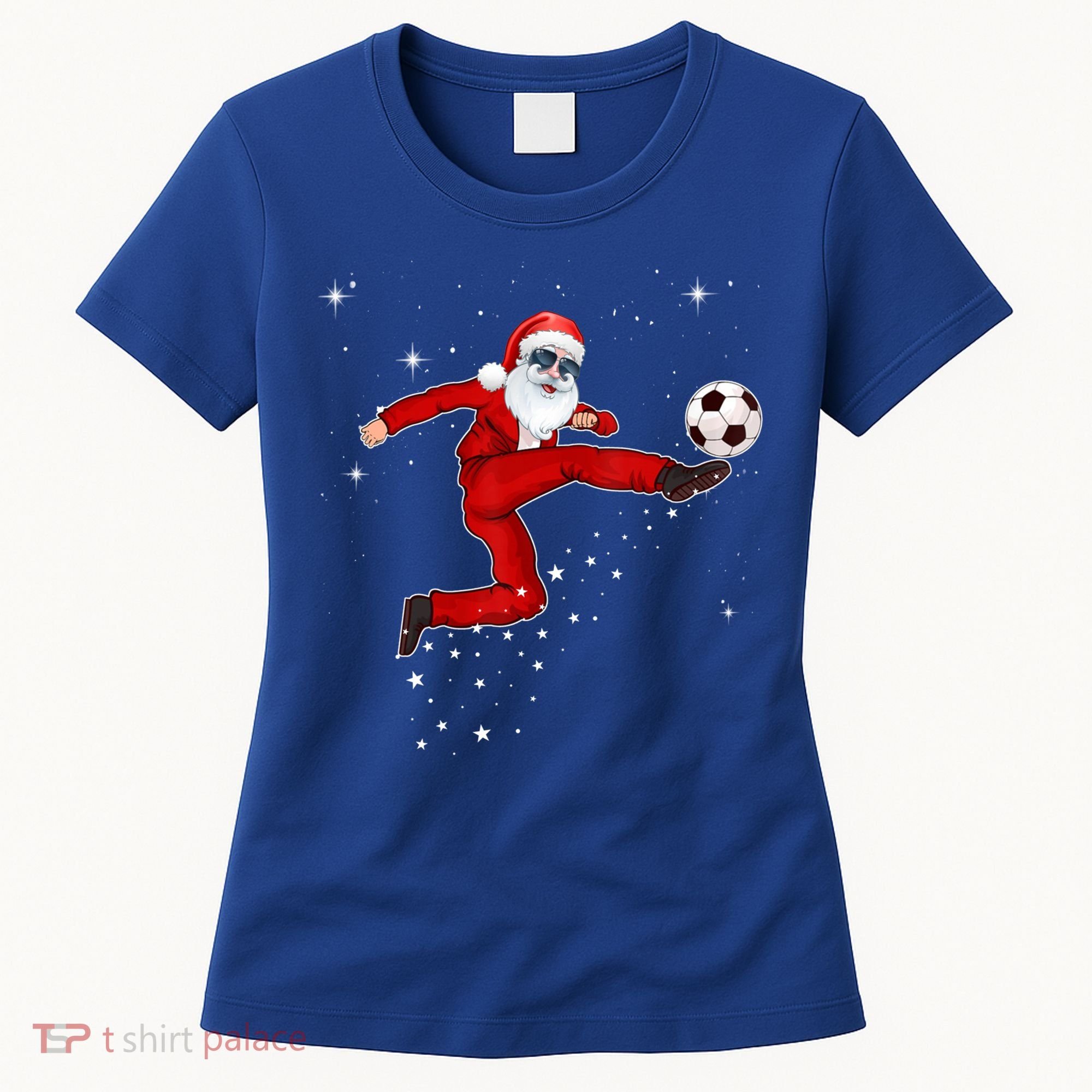 Funny Christmas Santa Soccer Playing Xmas Boys Sport Gift Women's T-Shirt