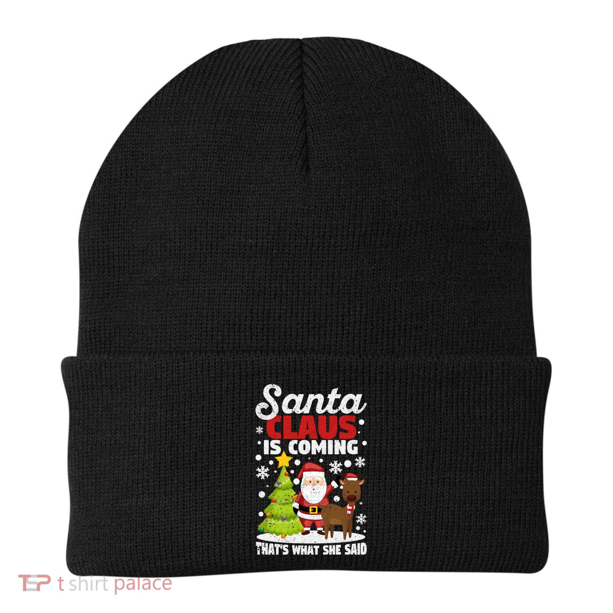 Funny Christmas Santa Claus Is Coming ThatS What She Said Gift Beanie