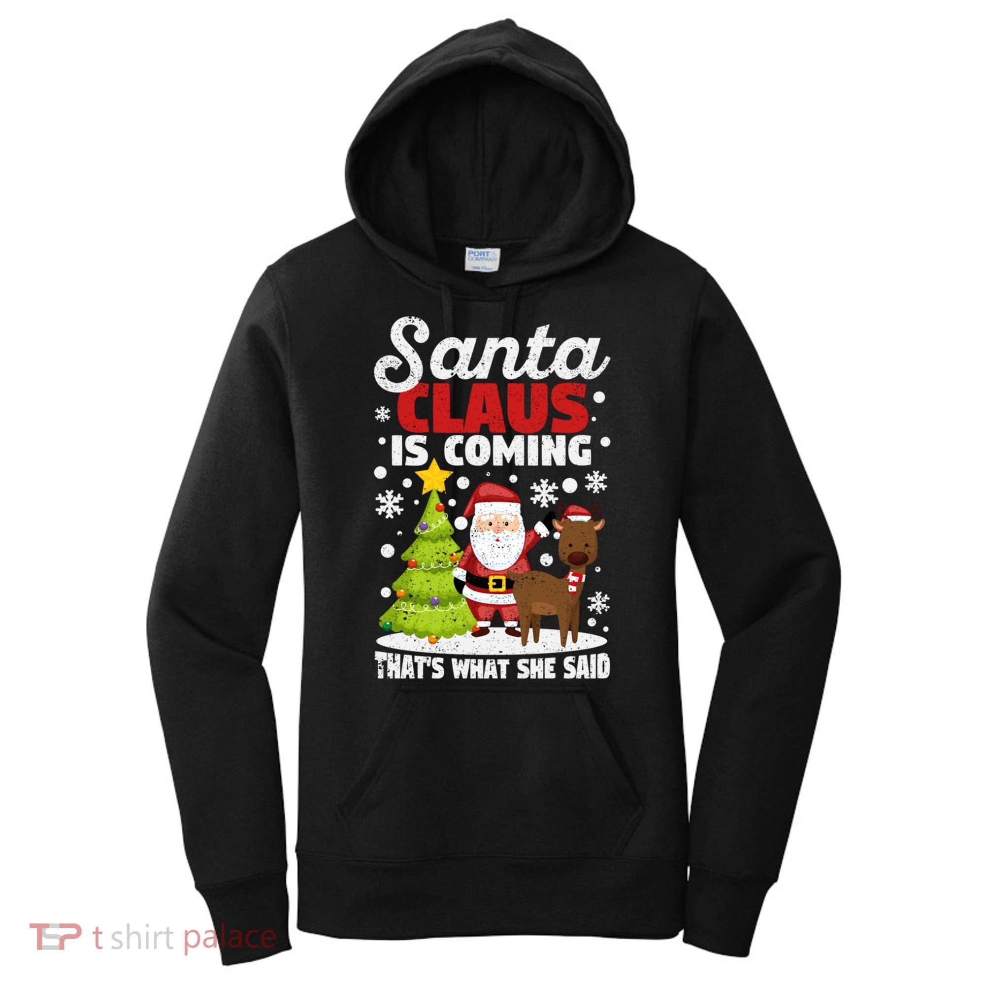 Funny Christmas Santa Claus Is Coming ThatS What She Said Gift Women's Hoodie