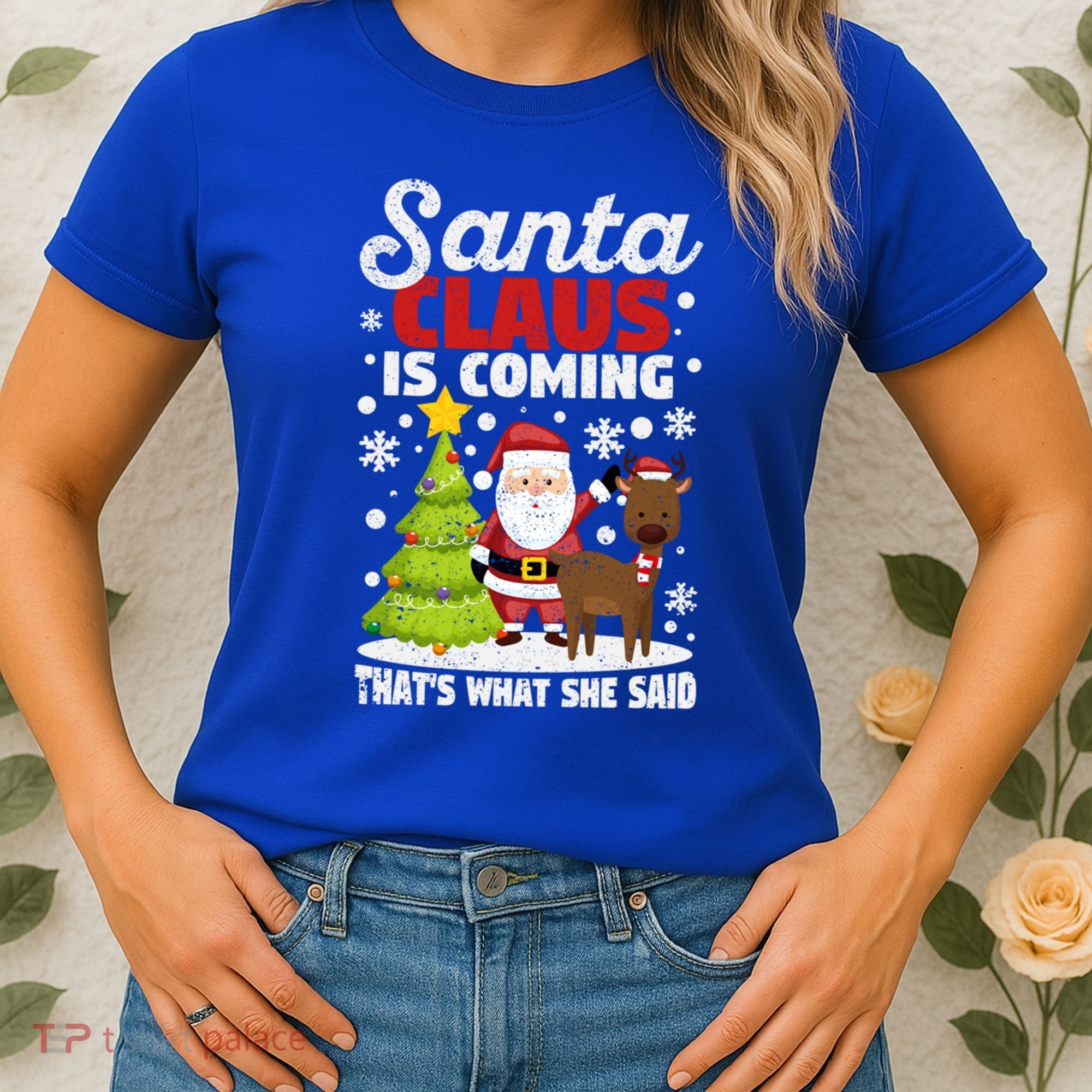 Funny Christmas Santa Claus Is Coming ThatS What She Said Gift Women's T-Shirt