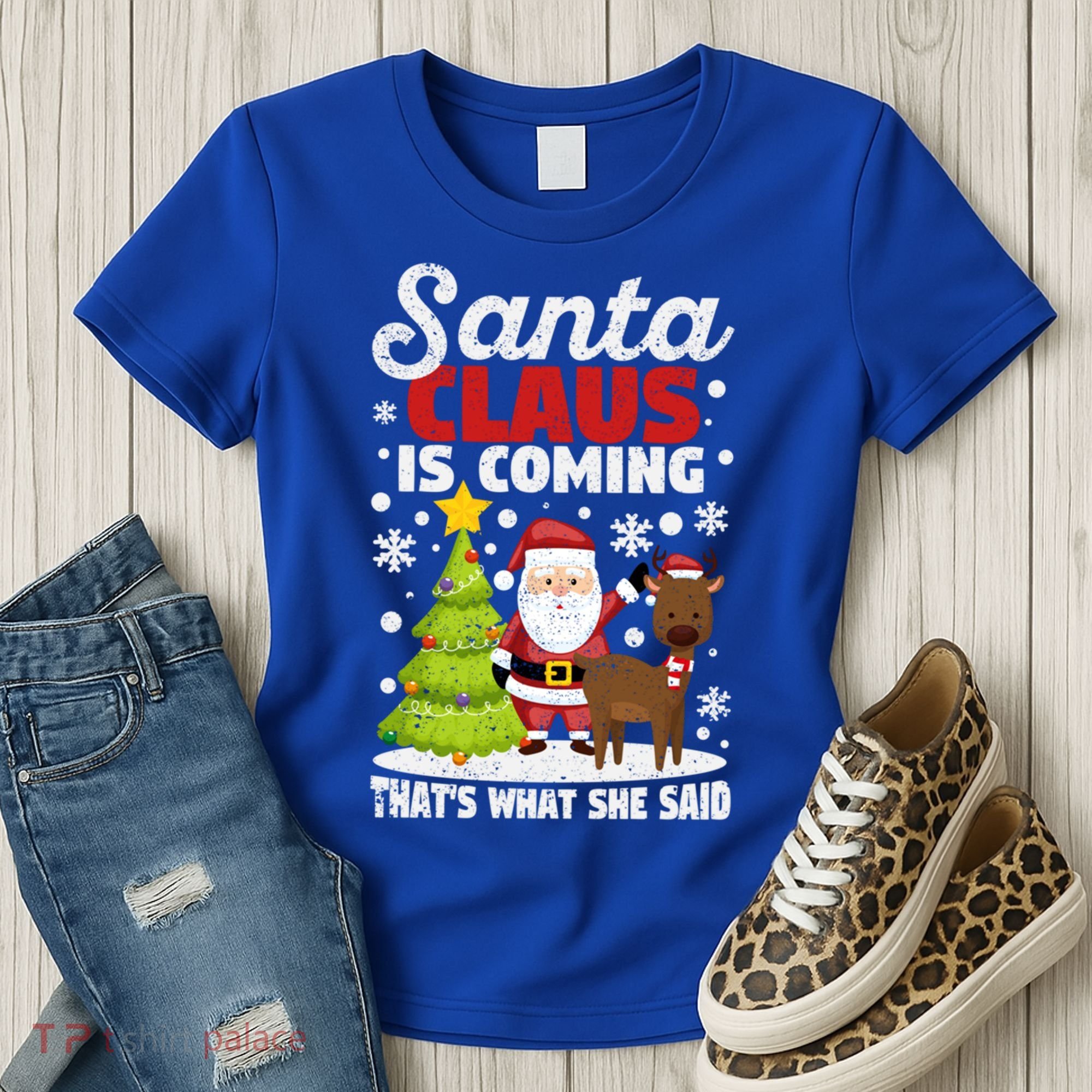 Funny Christmas Santa Claus Is Coming ThatS What She Said Gift Women's T-Shirt