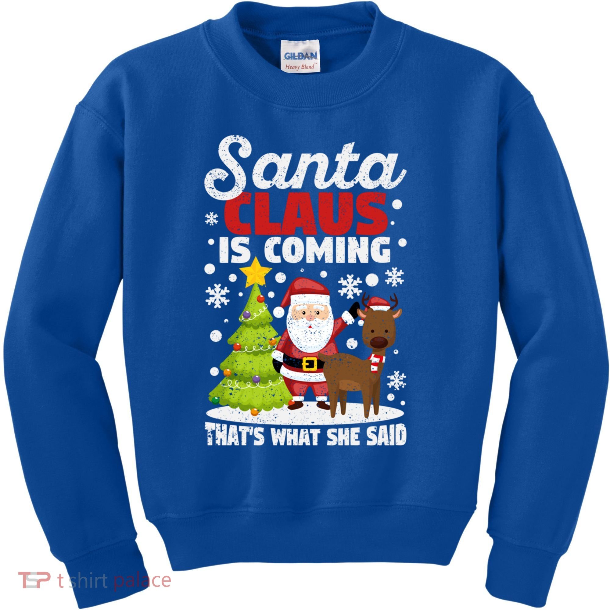 Funny Christmas Santa Claus Is Coming ThatS What She Said Gift Kids Sweatshirt