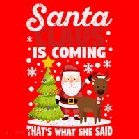 Funny Christmas Santa Claus Is Coming ThatS What She Said Gift Santa Hat thumb 1