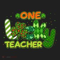 Funny Cute St Patrick's Day One Lucky Teacher Women's Sweatshirt thumb 2