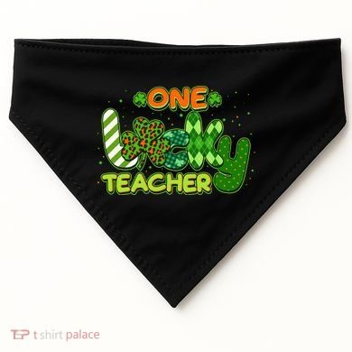 Funny Cute St Patrick's Day One Lucky Teacher USA-Made Doggie Bandana