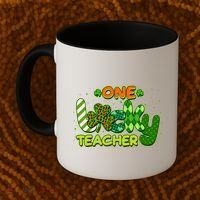 Funny Cute St Patrick's Day One Lucky Teacher Coffee Mug thumb 2