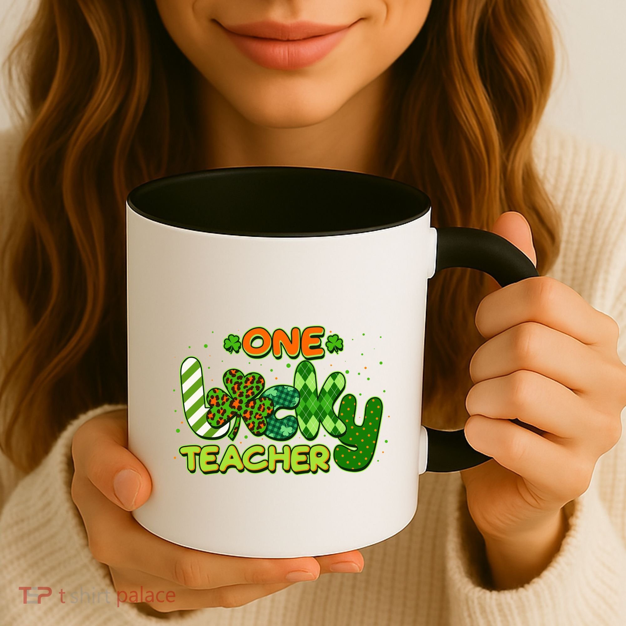 Funny Cute St Patrick's Day One Lucky Teacher Coffee Mug