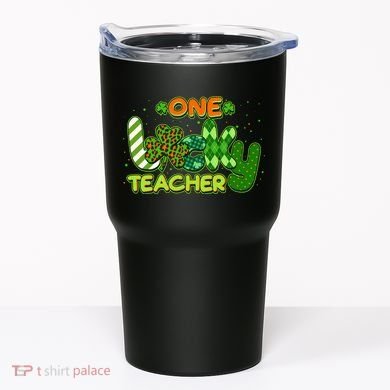 Funny Cute St Patrick's Day One Lucky Teacher Tumbler