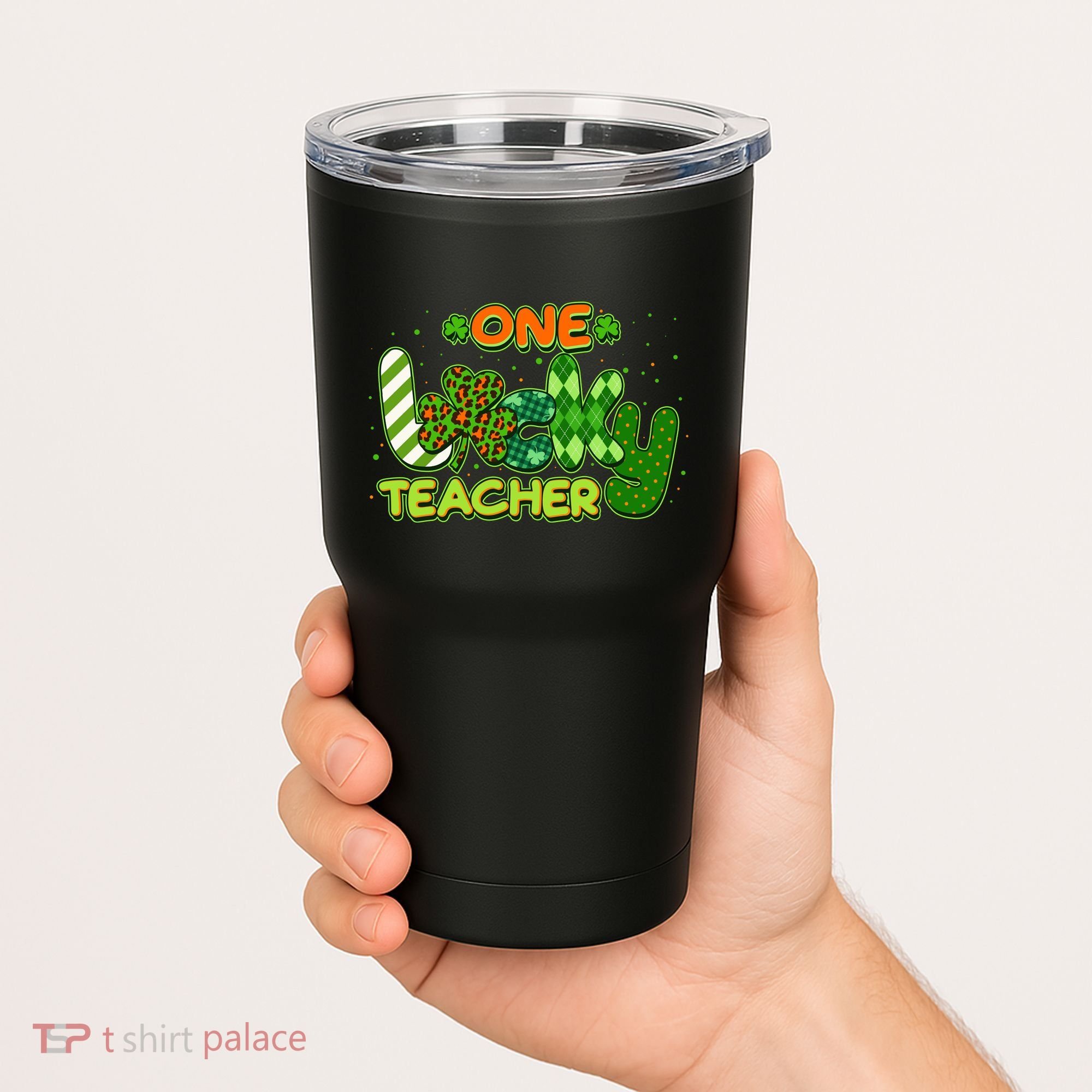 Funny Cute St Patrick's Day One Lucky Teacher Tumbler