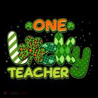 Funny Cute St Patrick's Day One Lucky Teacher Toddler Hoodie thumb 2