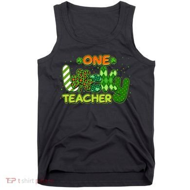 Funny Cute St Patrick's Day One Lucky Teacher Tank Top
