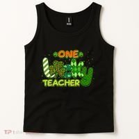 Funny Cute St Patrick's Day One Lucky Teacher Tank Top thumb 2