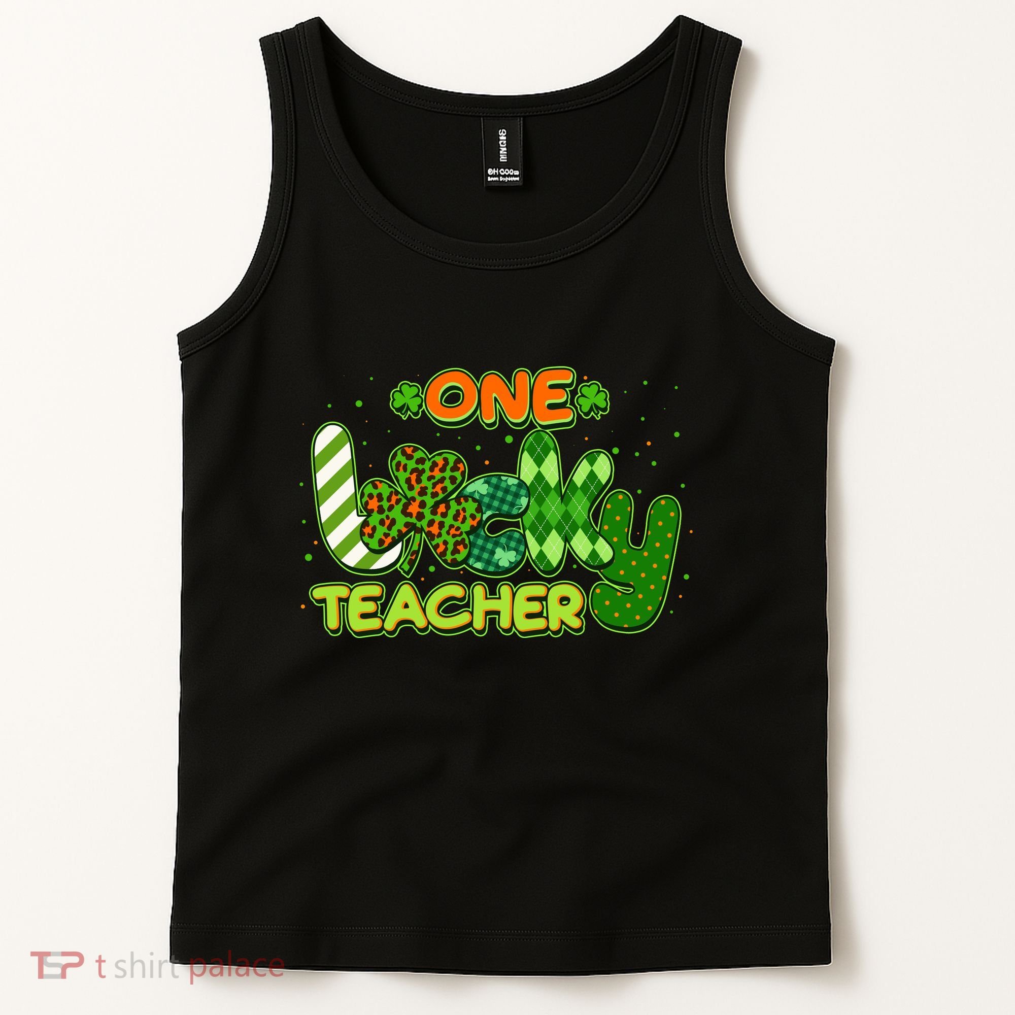 Funny Cute St Patrick's Day One Lucky Teacher Tank Top