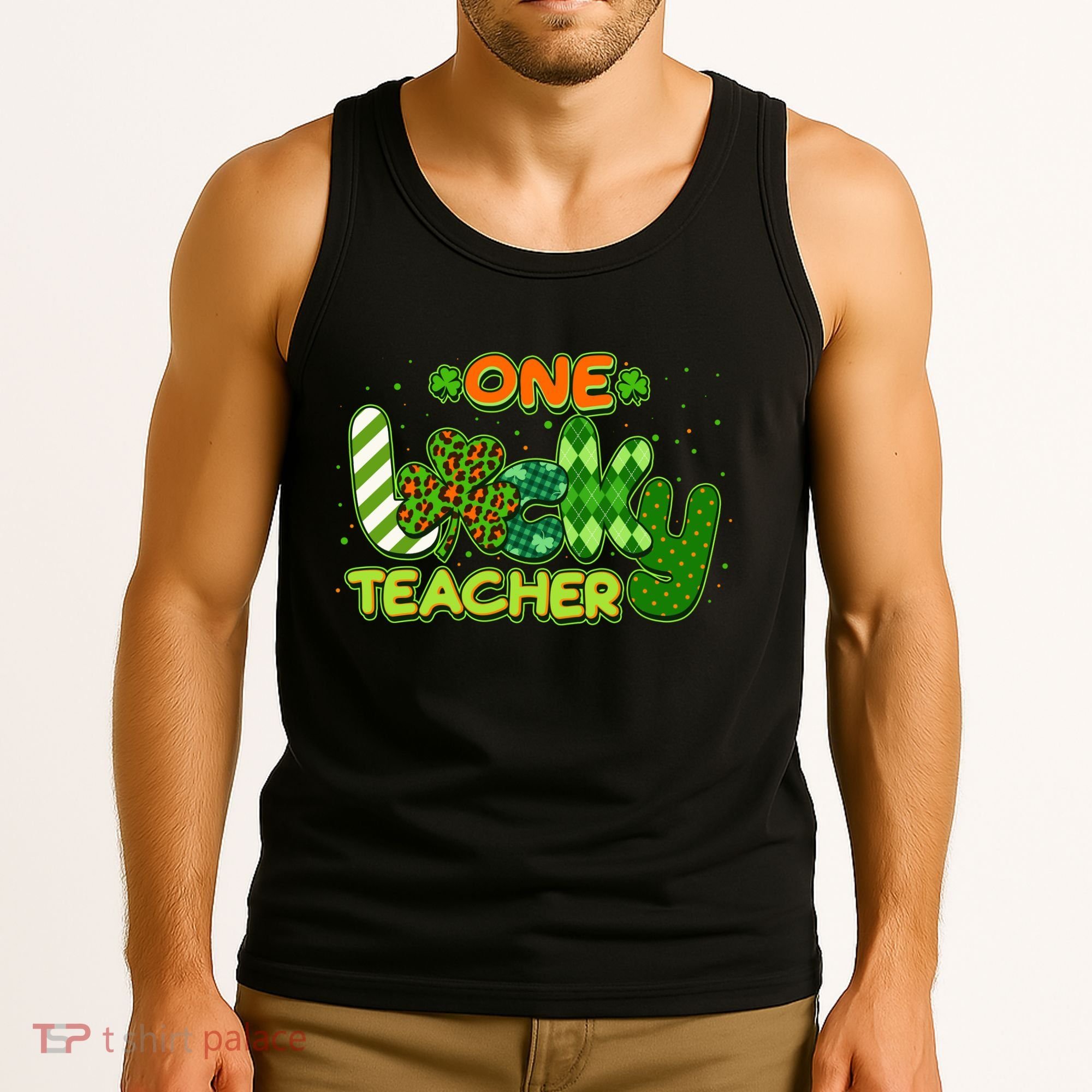 Funny Cute St Patrick's Day One Lucky Teacher Tank Top