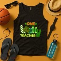 Funny Cute St Patrick's Day One Lucky Teacher Tank Top thumb 4