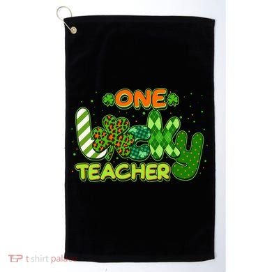 Funny Cute St Patrick's Day One Lucky Teacher Golf Towel