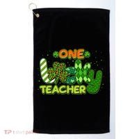 Funny Cute St Patrick's Day One Lucky Teacher Golf Towel thumb 0