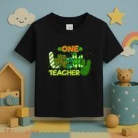 Funny Cute St Patrick's Day One Lucky Teacher Toddler T-Shirt thumb 3