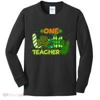 Funny Cute St Patrick's Day One Lucky Teacher Kids Long Sleeve Shirt thumb 0