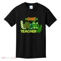 Funny Cute St Patrick's Day One Lucky Teacher Kids T-Shirt thumb 0