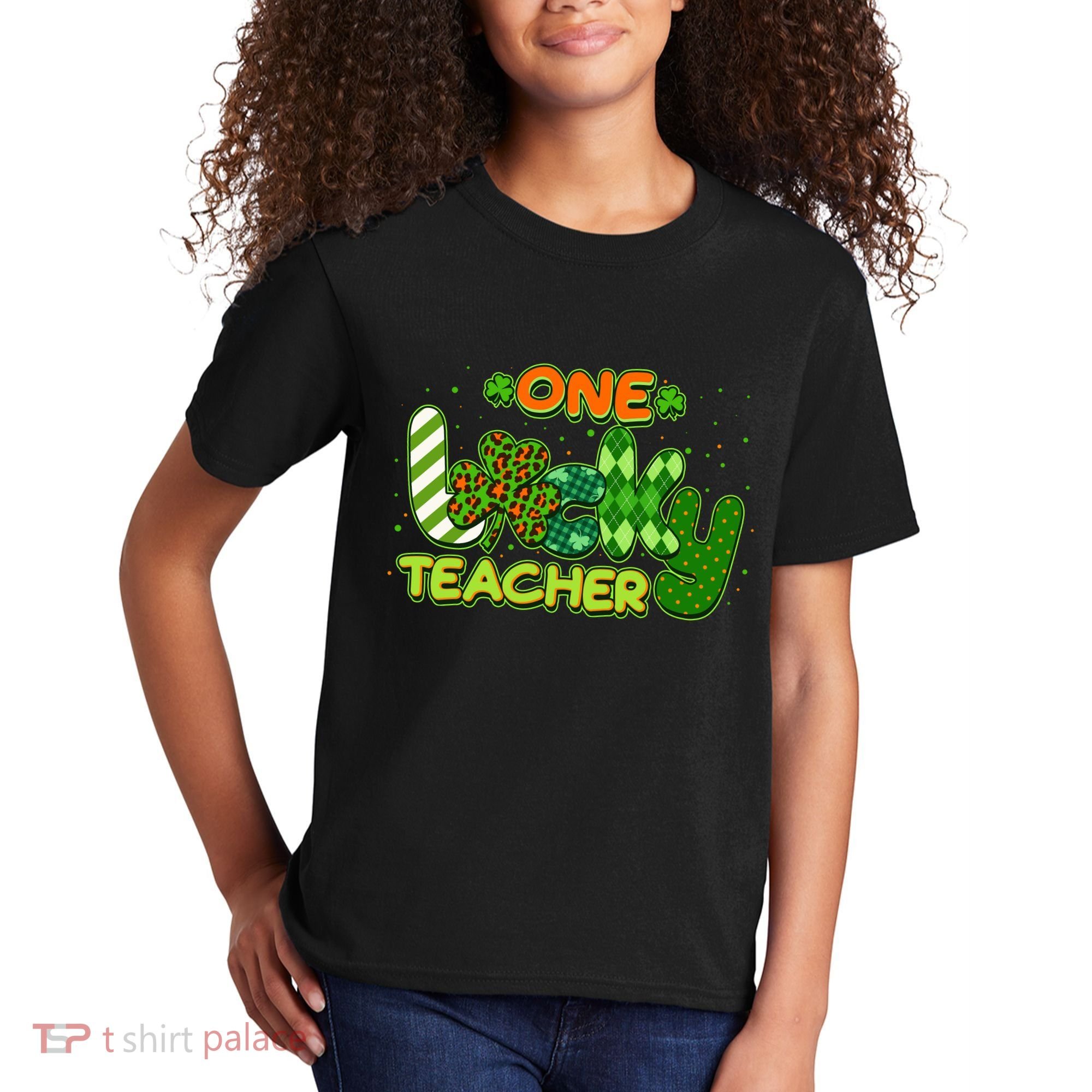 Funny Cute St Patrick's Day One Lucky Teacher Kids T-Shirt