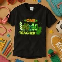 Funny Cute St Patrick's Day One Lucky Teacher Kids T-Shirt thumb 3