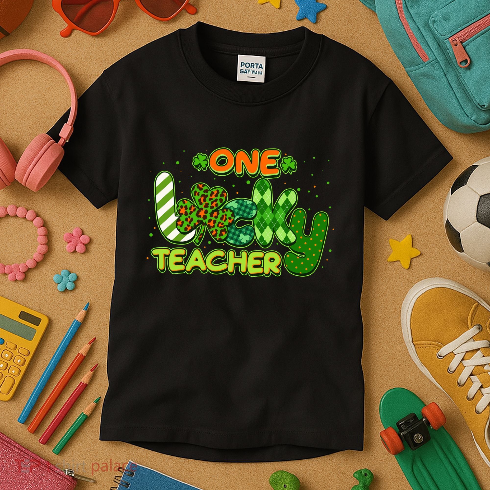 Funny Cute St Patrick's Day One Lucky Teacher Kids T-Shirt
