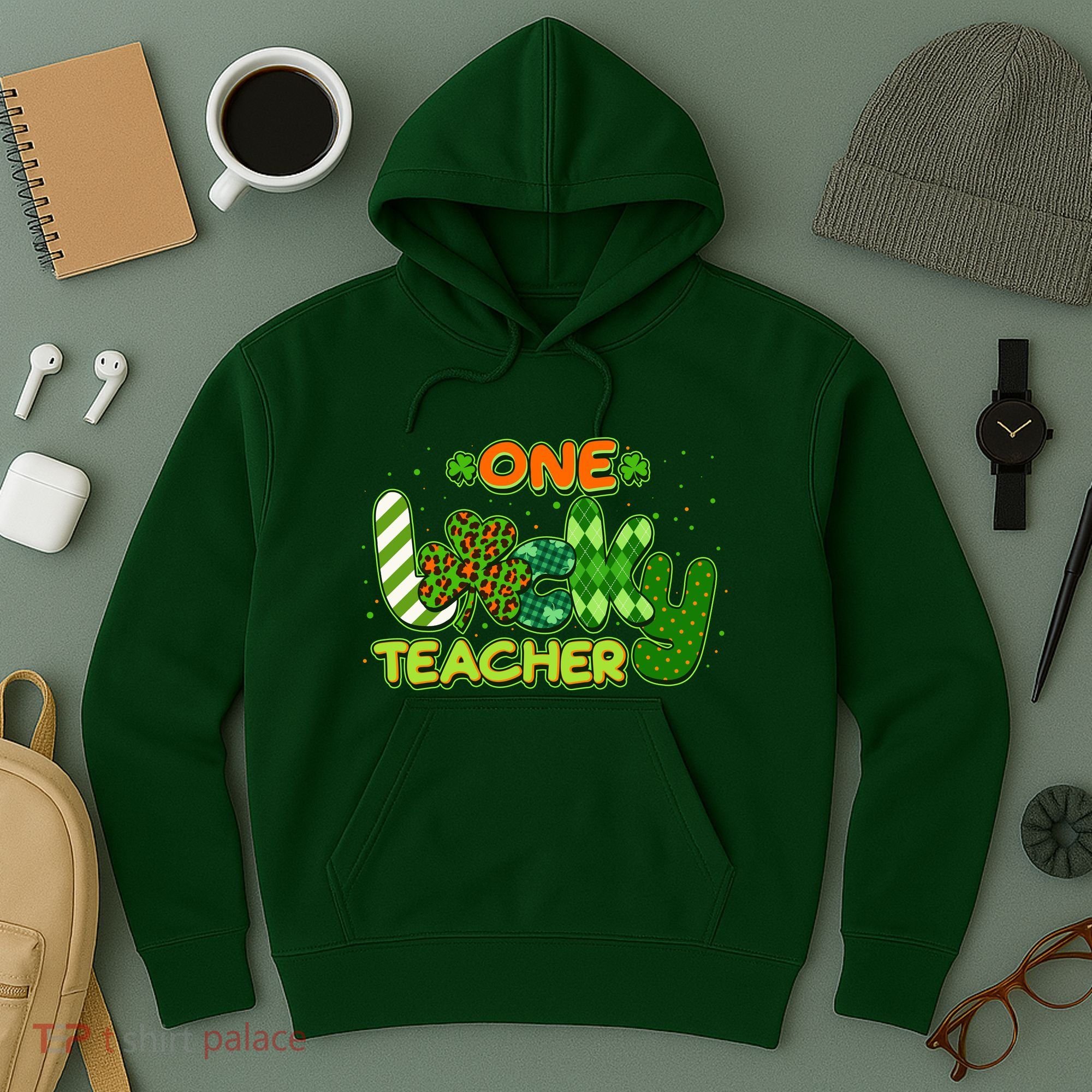 Funny Cute St Patrick's Day One Lucky Teacher Hoodie