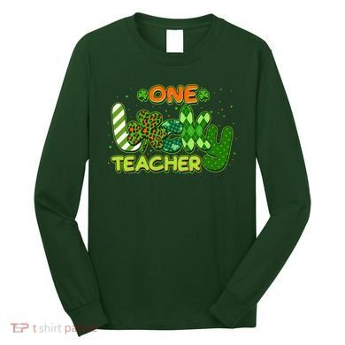 Funny Cute St Patrick's Day One Lucky Teacher Long Sleeve Shirt