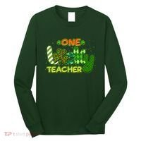 Funny Cute St Patrick's Day One Lucky Teacher Long Sleeve Shirt thumb 0