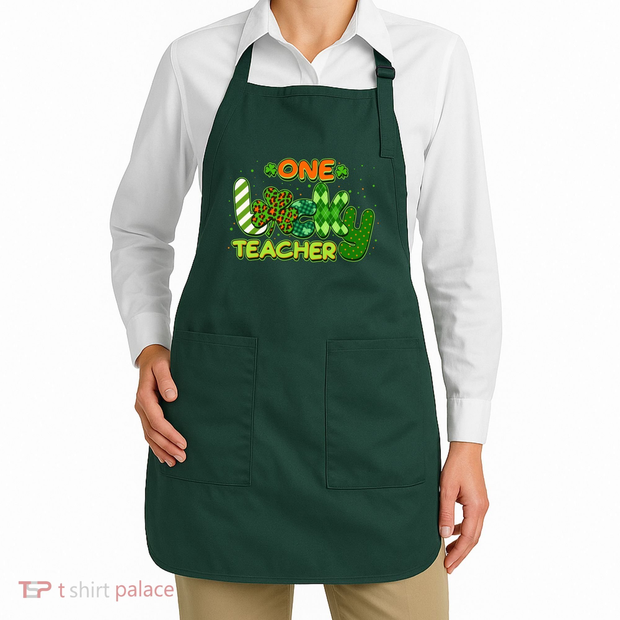 Funny Cute St Patrick's Day One Lucky Teacher Apron
