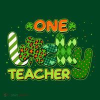 Funny Cute St Patrick's Day One Lucky Teacher Button thumb 1