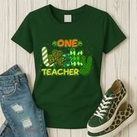 Funny Cute St Patrick's Day One Lucky Teacher Women's T-Shirt thumb 3