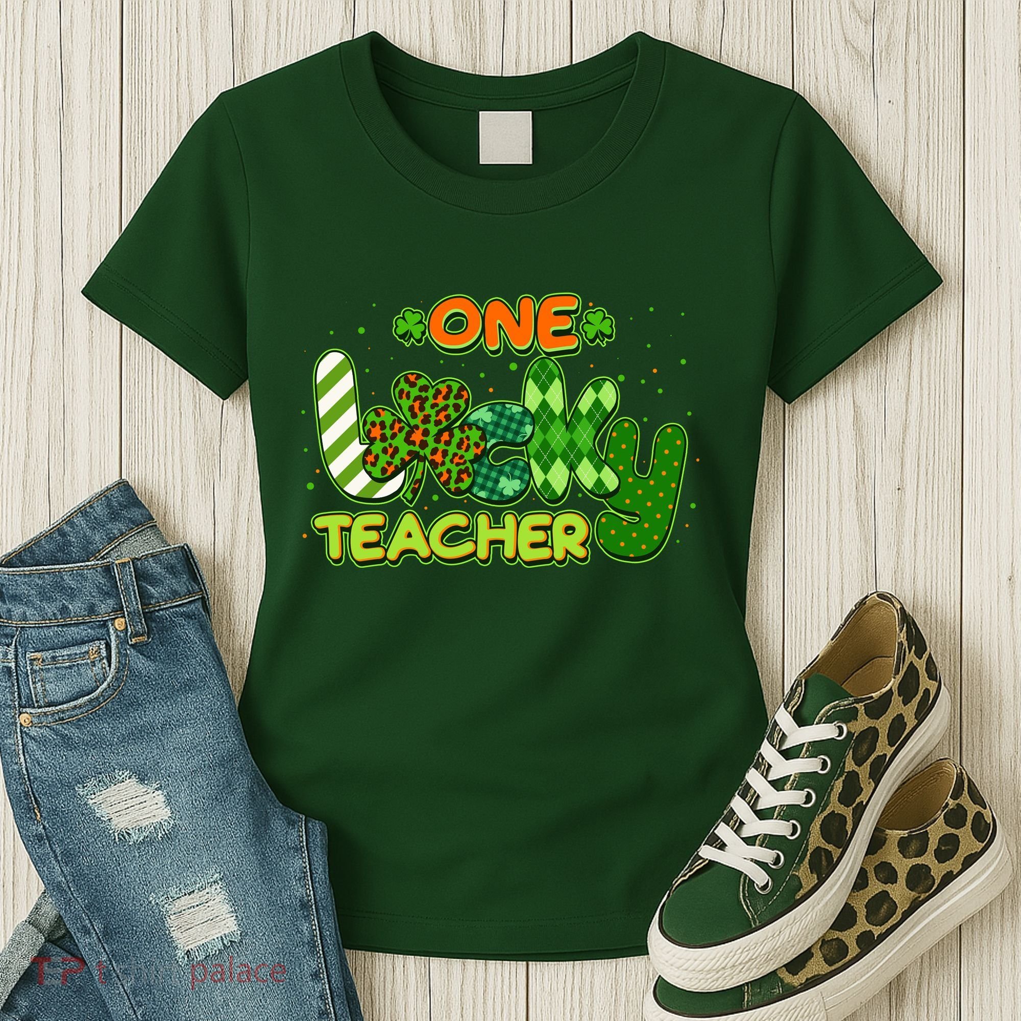 Funny Cute St Patrick's Day One Lucky Teacher Women's T-Shirt