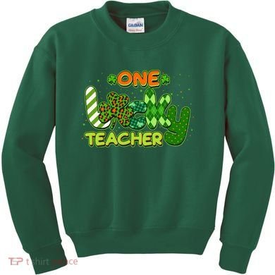 Funny Cute St Patrick's Day One Lucky Teacher Kids Sweatshirt