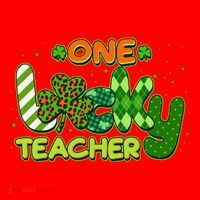 Funny Cute St Patrick's Day One Lucky Teacher Santa Hat thumb 1