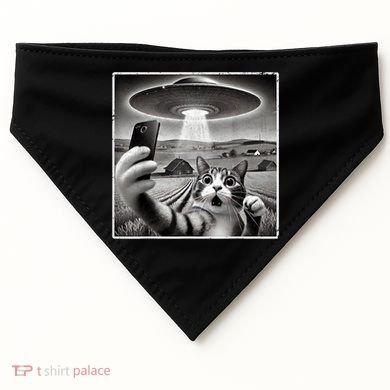 Funny Cat Selfie With Alien UFO Cat USA-Made Doggie Bandana