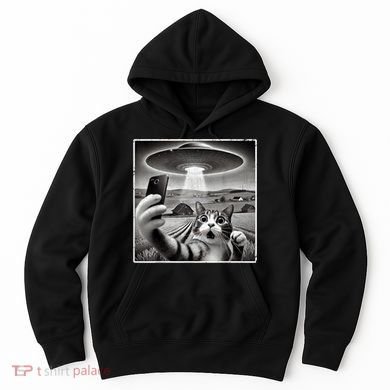 Funny Cat Selfie With Alien UFO Cat Hoodie