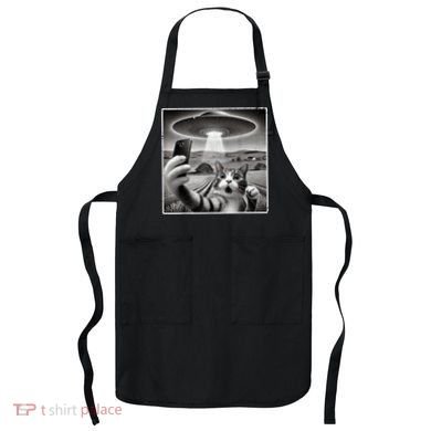 Funny Cat Selfie With Alien UFO Cat Apron