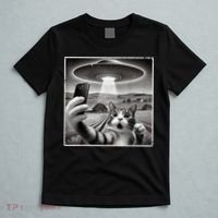 Funny Cat Selfie With Alien UFO Cat T-Shirt thumb 5