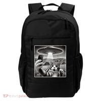 Funny Cat Selfie With Alien UFO Cat Backpack thumb 0