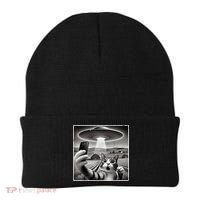 Funny Cat Selfie With Alien UFO Cat Beanie thumb 0