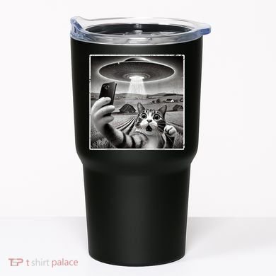 Funny Cat Selfie With Alien UFO Cat Tumbler