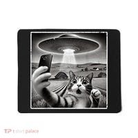 Funny Cat Selfie With Alien UFO Cat Mousepad thumb 0