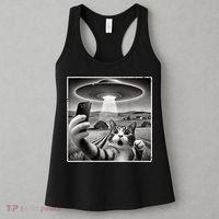 Funny Cat Selfie With Alien UFO Cat Women's Tank Top thumb 3