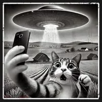 Funny Cat Selfie With Alien UFO Cat Toddler Hoodie thumb 2
