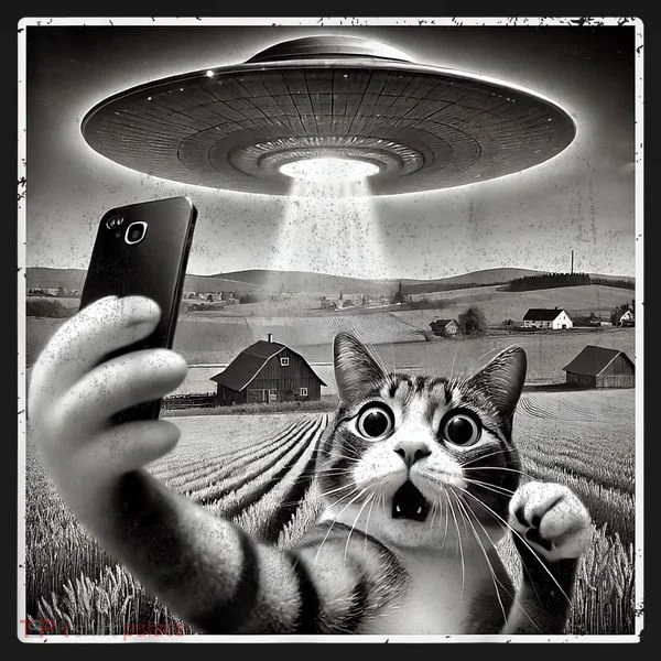 Funny Cat Selfie With Alien UFO Cat Toddler Hoodie