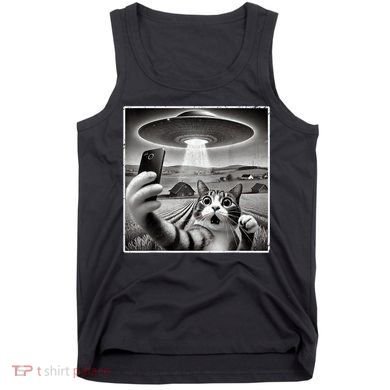 Funny Cat Selfie With Alien UFO Cat Tank Top
